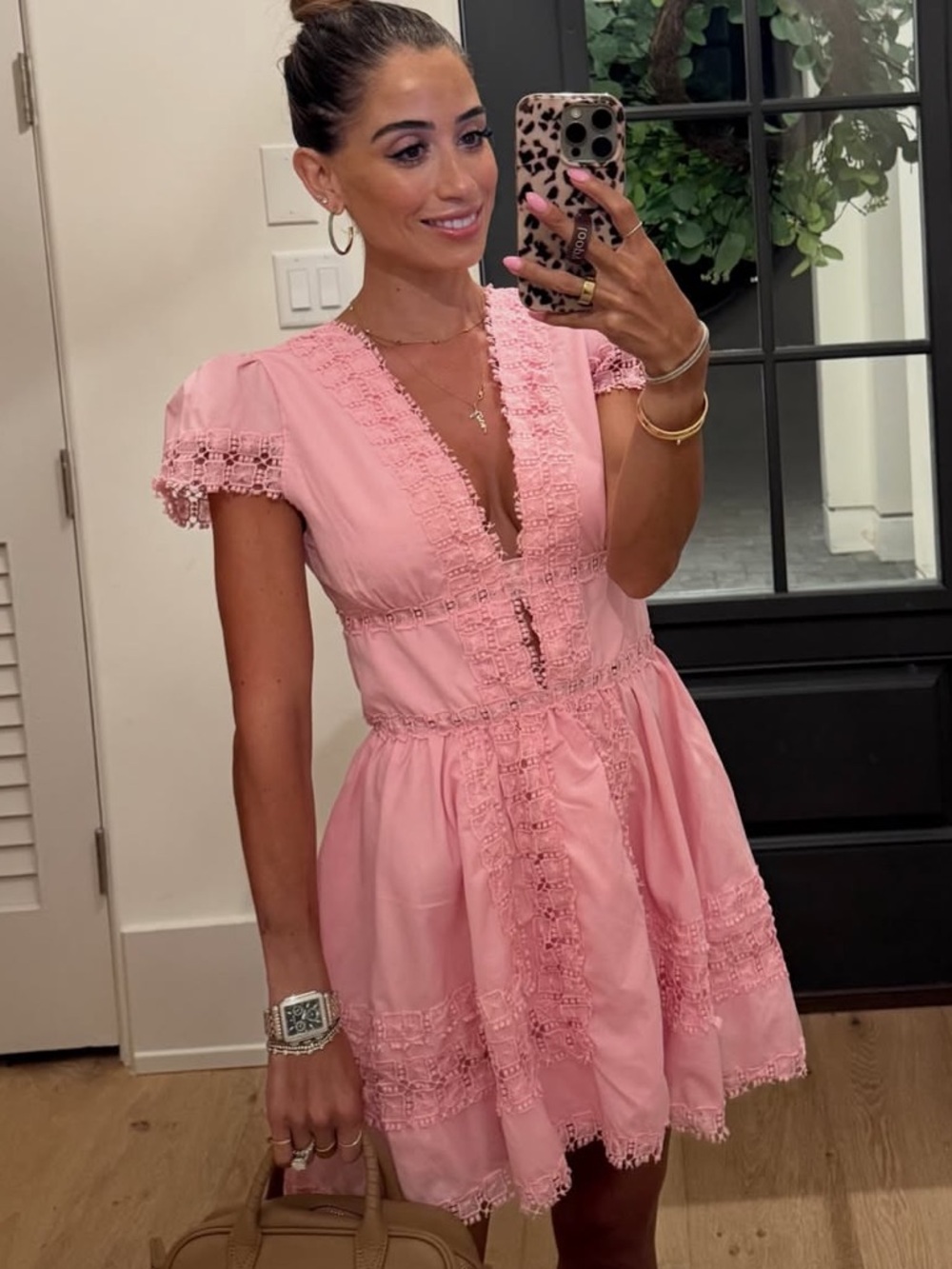 PEIXOTO LIGHT PINK LACE DRESS